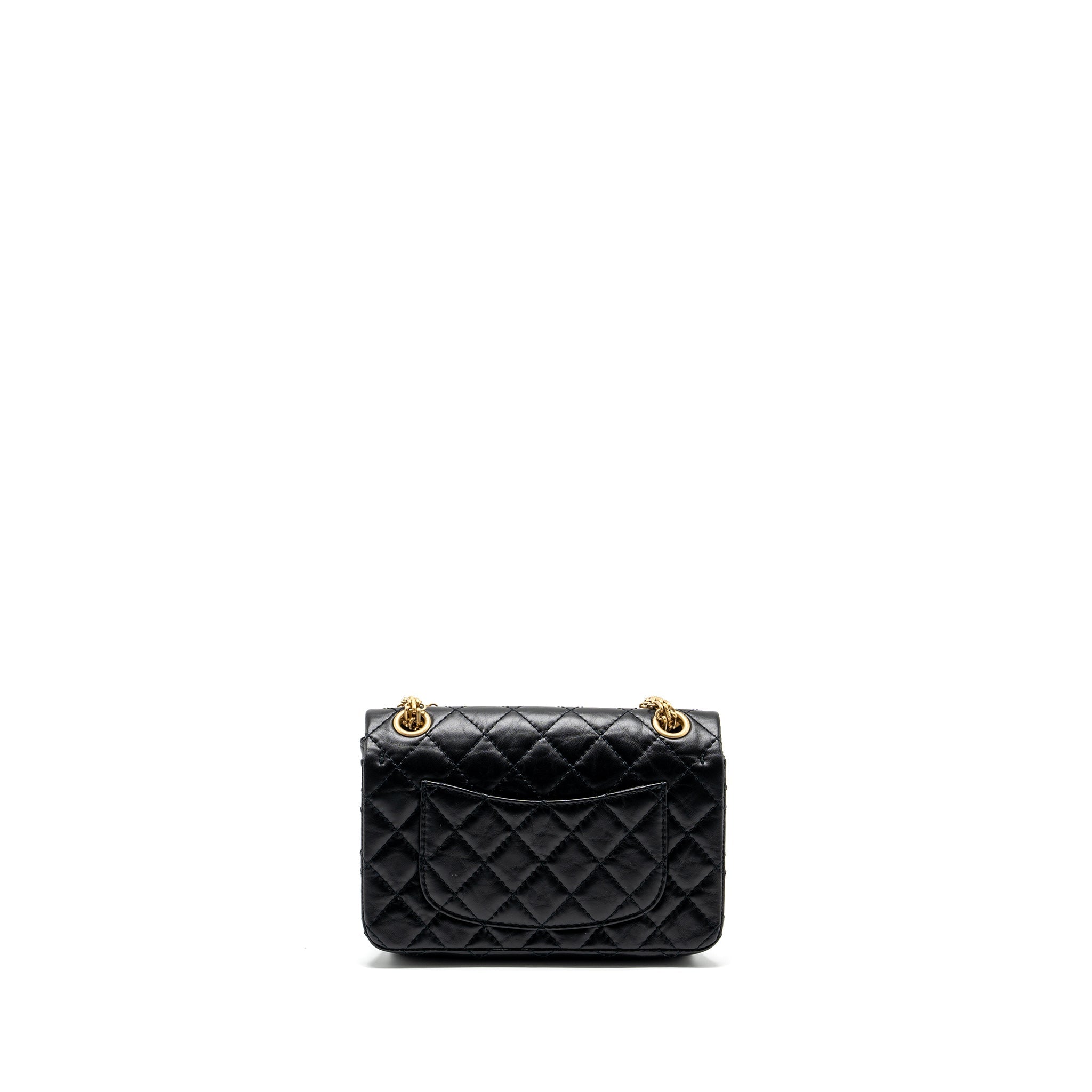 CHANEL MINI 2.55 REISSUE FLAP BAG AGED CALFSKIN BLACK GHW