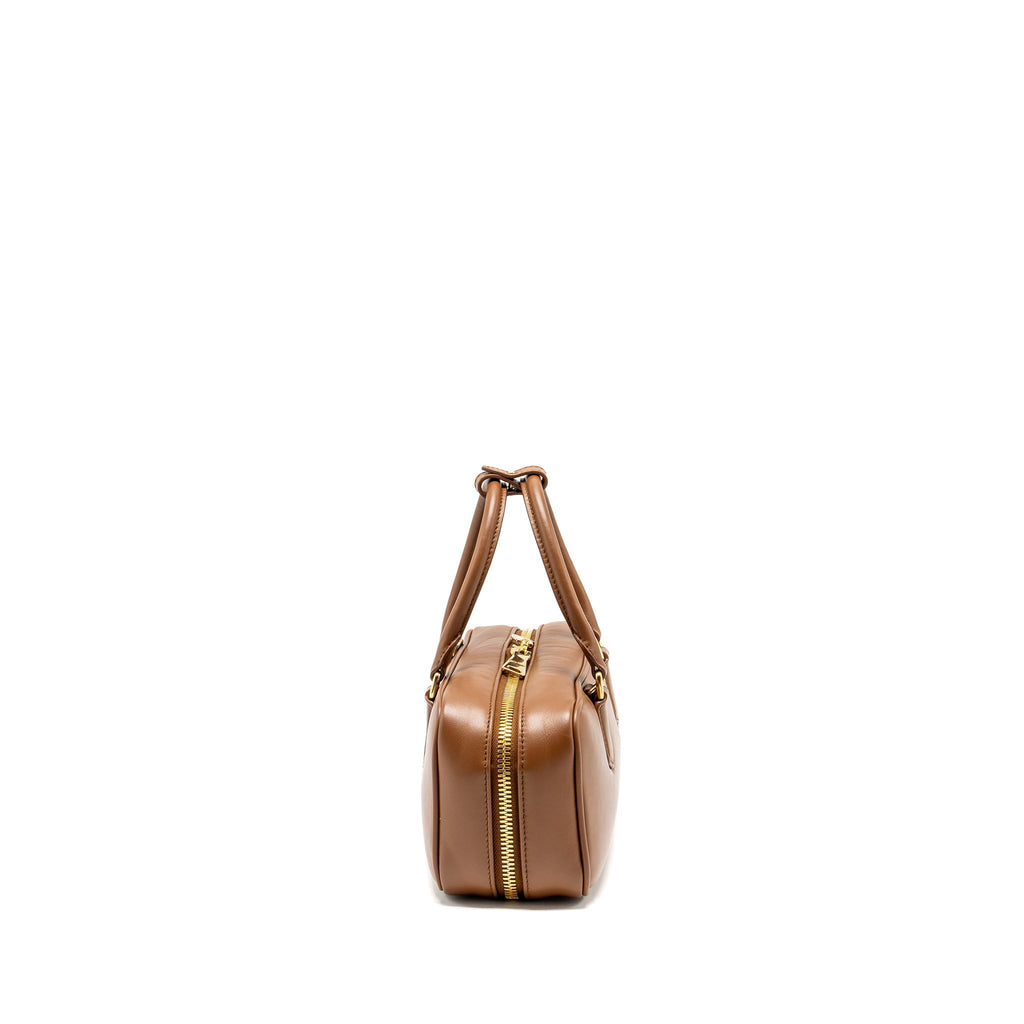 MIU MIU COGNAC ARCADIE LEATHER BAG GHW