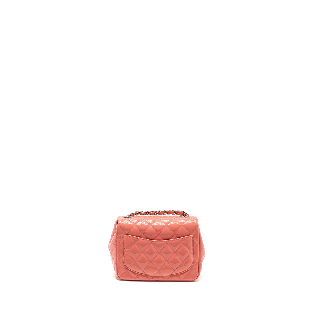 CHANEL MINI SQUARE FLAP BAG PATENT PINK SHW