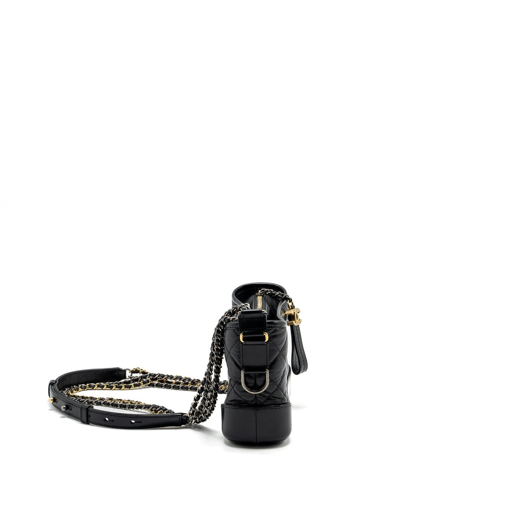 CHANEL SMALL GABRIELLE HOBO BAG AGED CALFSKIN BLACK MULTICOLOUR HARDWARE