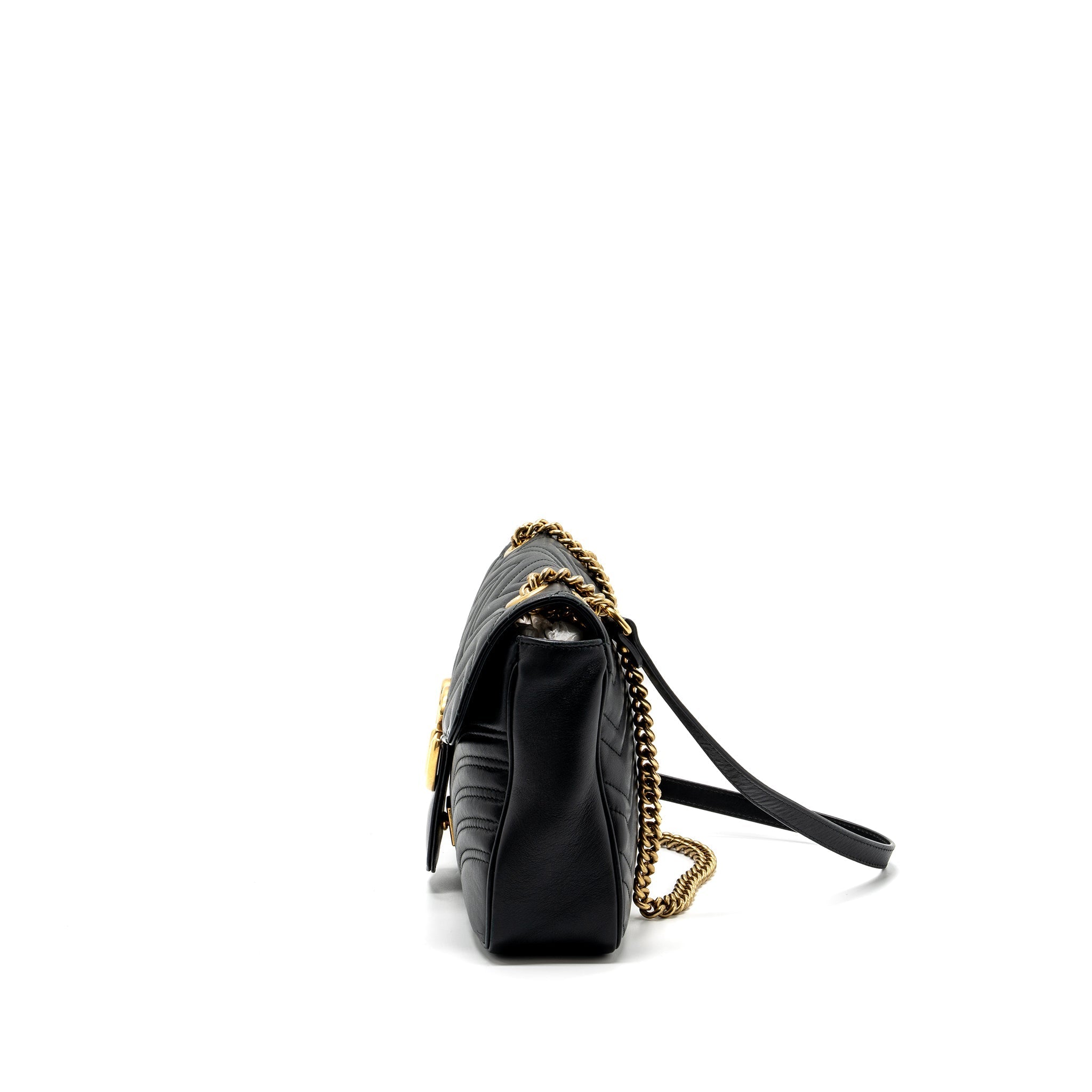 GUCCI MEDIUM GG MARMONT BAG CALFSKIN BLACK GHW