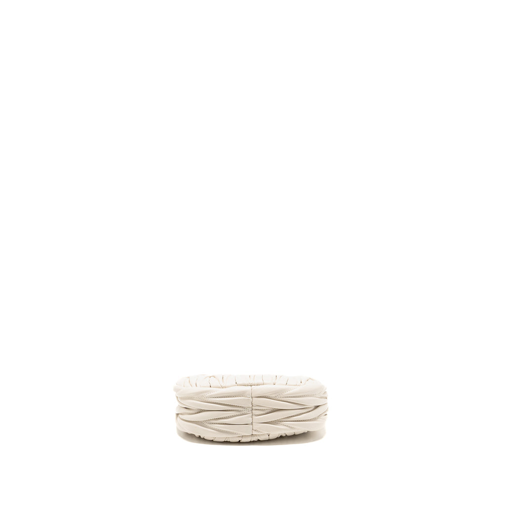 MIU MIU WANDER MATELASSE MINI HOBO BAG NAPPA LAMBSKIN WHITE GHW