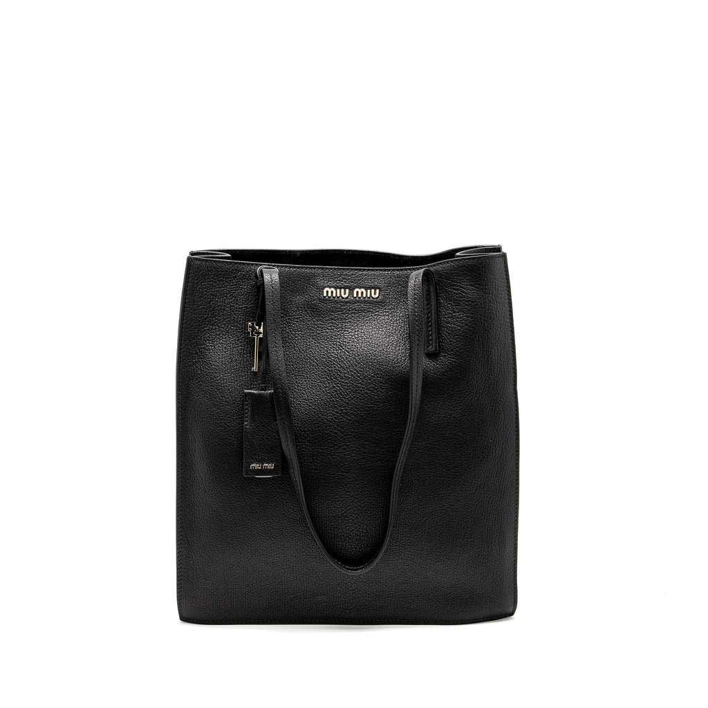 MIU MIU TOTE BAG LEATHER BLACK SHW