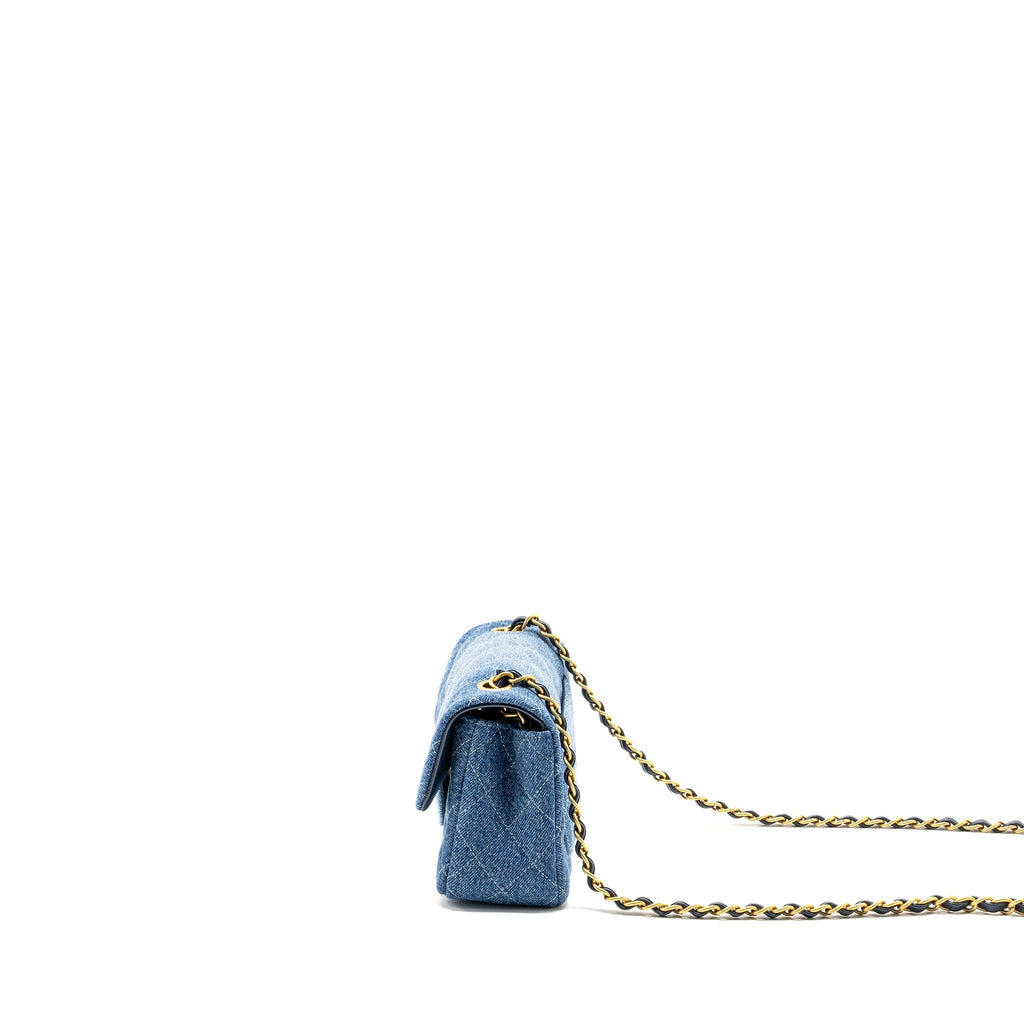 CHANEL 24S MINI RECTANGULAR FLAP BAG DENIM BLUE GHW (MICROCHIP)
