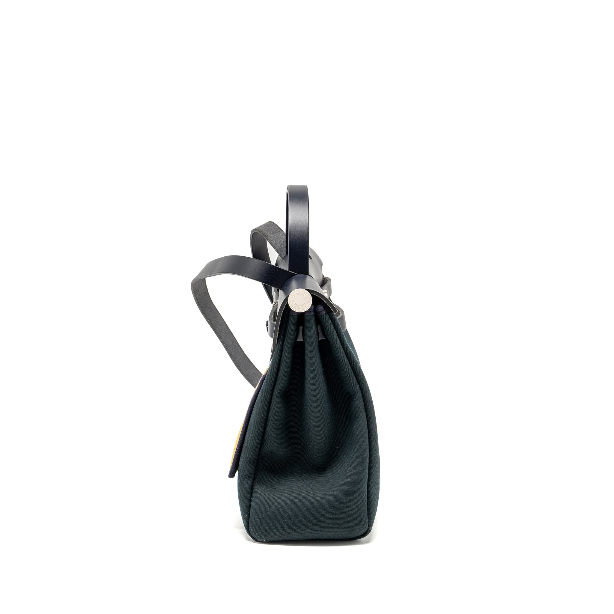 HERMES HERBAG 31 ZIP BAG CANVAS / HUNTER VERT CYPRES / VERT OLIVE / BLUE INDIGO SHW