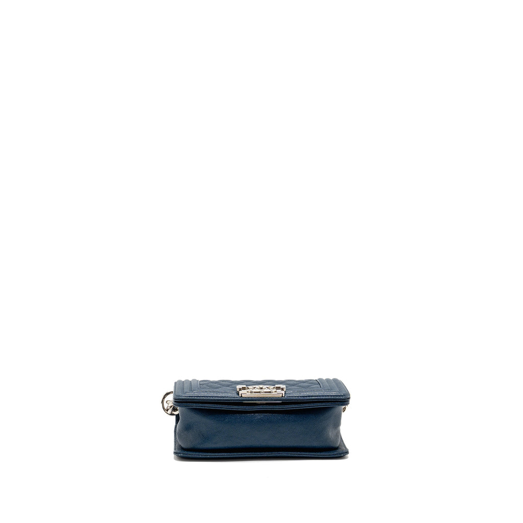 CHANEL SMALL BOY BAG CAVIAR NAVY SHW