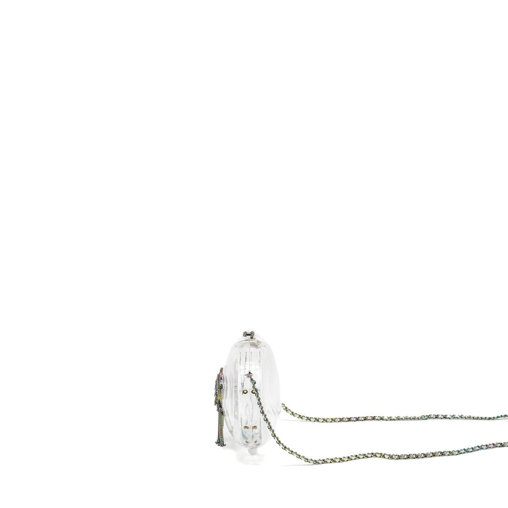 CHANEL 18S EVENING BAG WITH DETAIL CHAINS EMBELLISHED ACRYLIC MULTICOLOUR HARDWARE