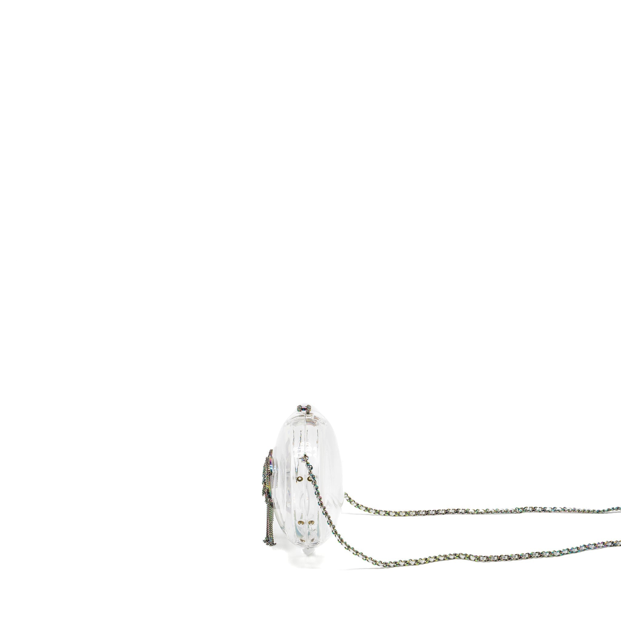CHANEL 18S EVENING BAG WITH DETAIL CHAINS EMBELLISHED ACRYLIC MULTICOLOUR HARDWARE