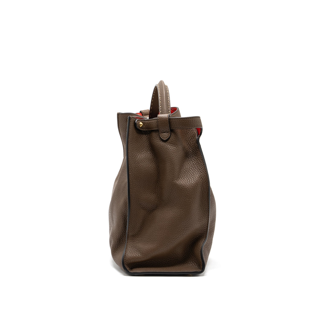 FENDI PEEKABOO X-LITE ROMA AMOR HANDLE BAG CALFSKIN BROWN/PINK/RED GHW