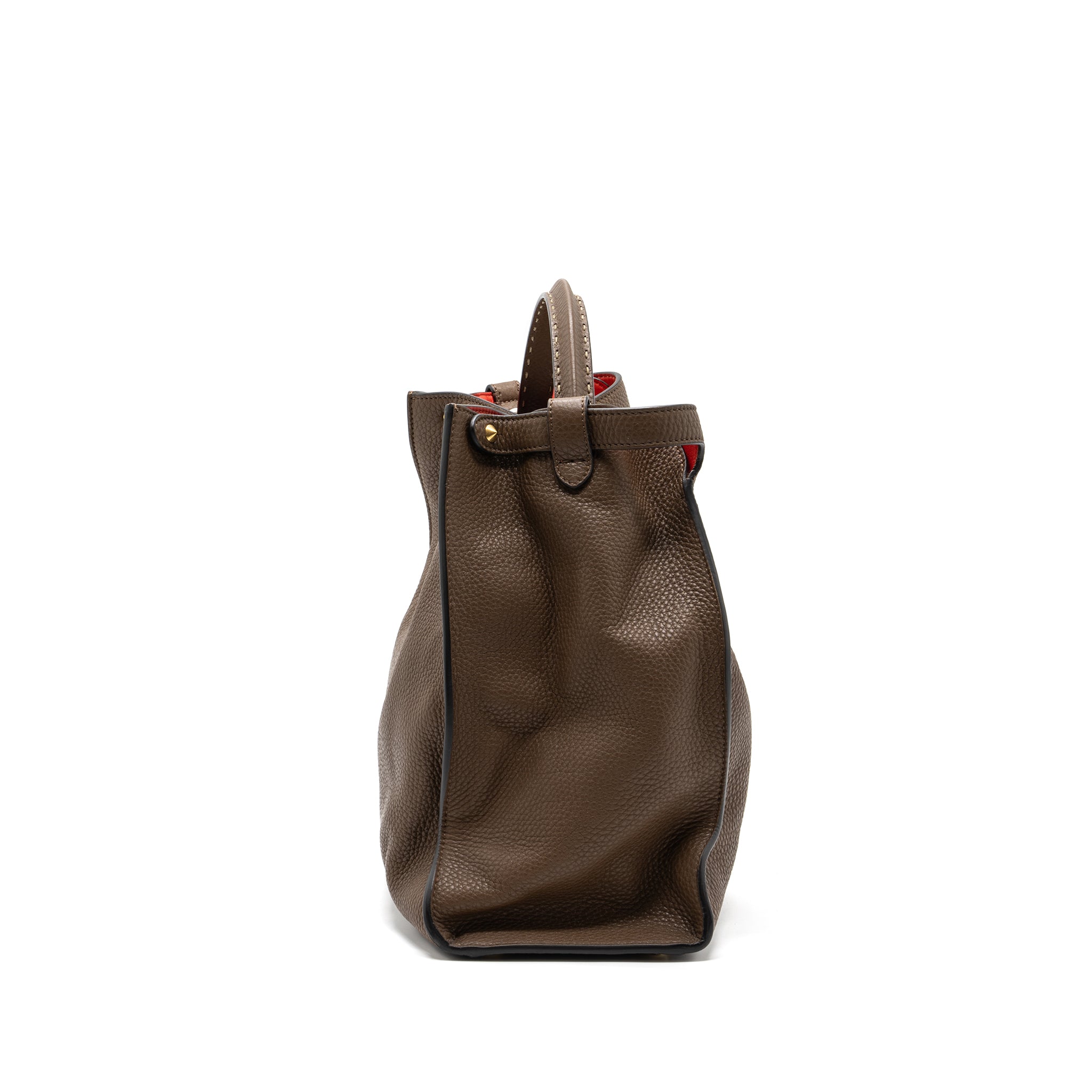 FENDI PEEKABOO X-LITE ROMA AMOR HANDLE BAG CALFSKIN BROWN/PINK/RED GHW