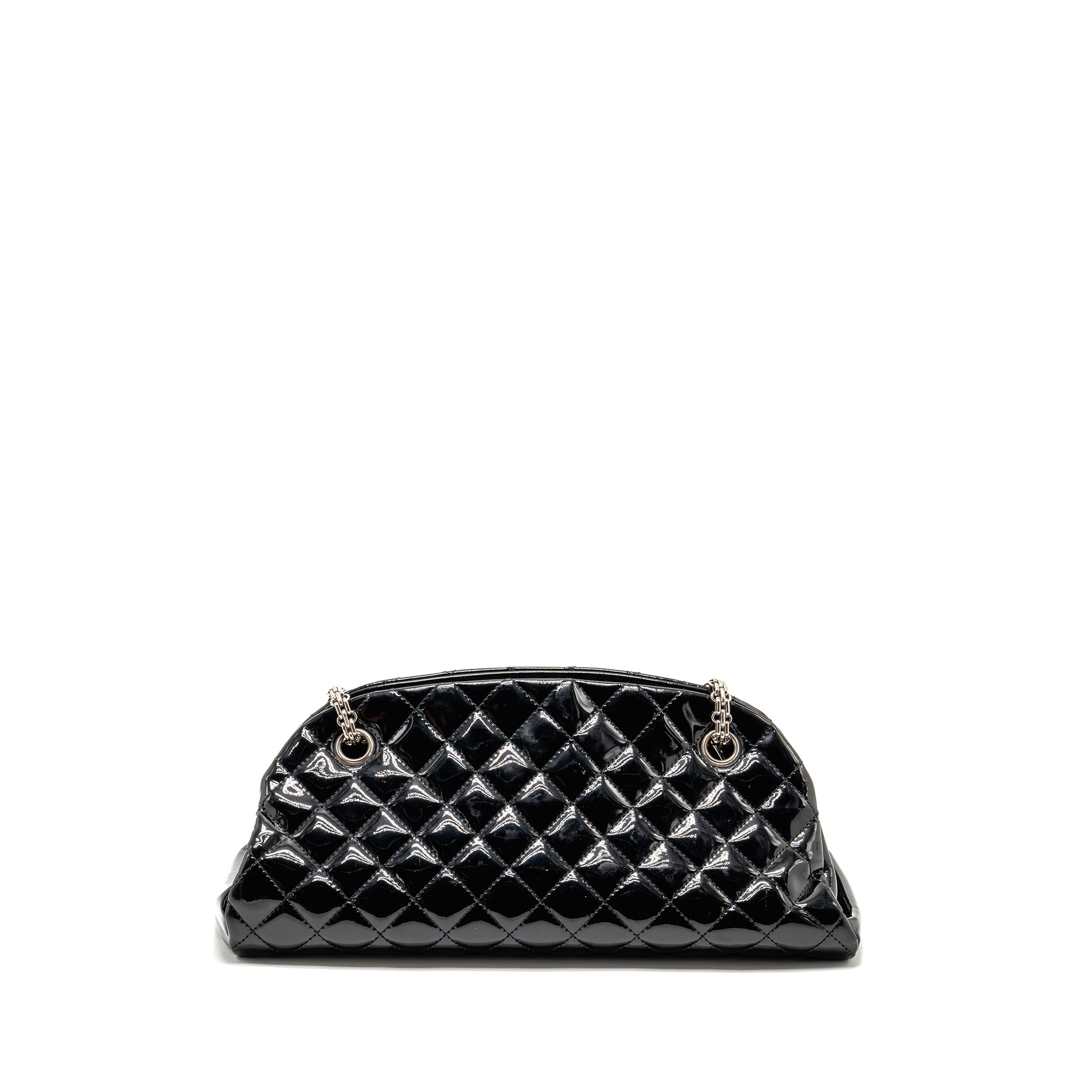 CHANEL JUST MADEMOISELLE BOWLING BAG PATENT BLACK SHW