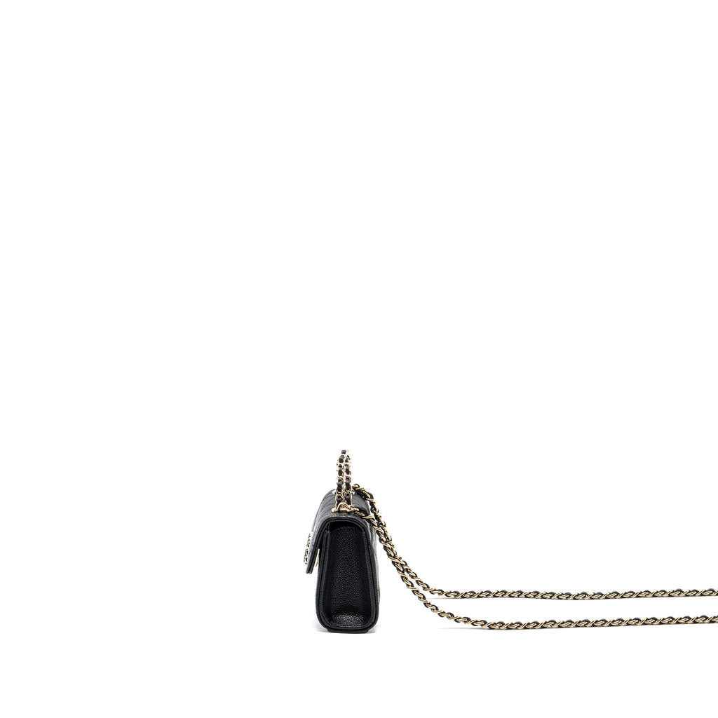 CHANEL MINI TOP HANDLE FLAP BAG CAVIAR BLACK LGHW (MICROCHIP)
