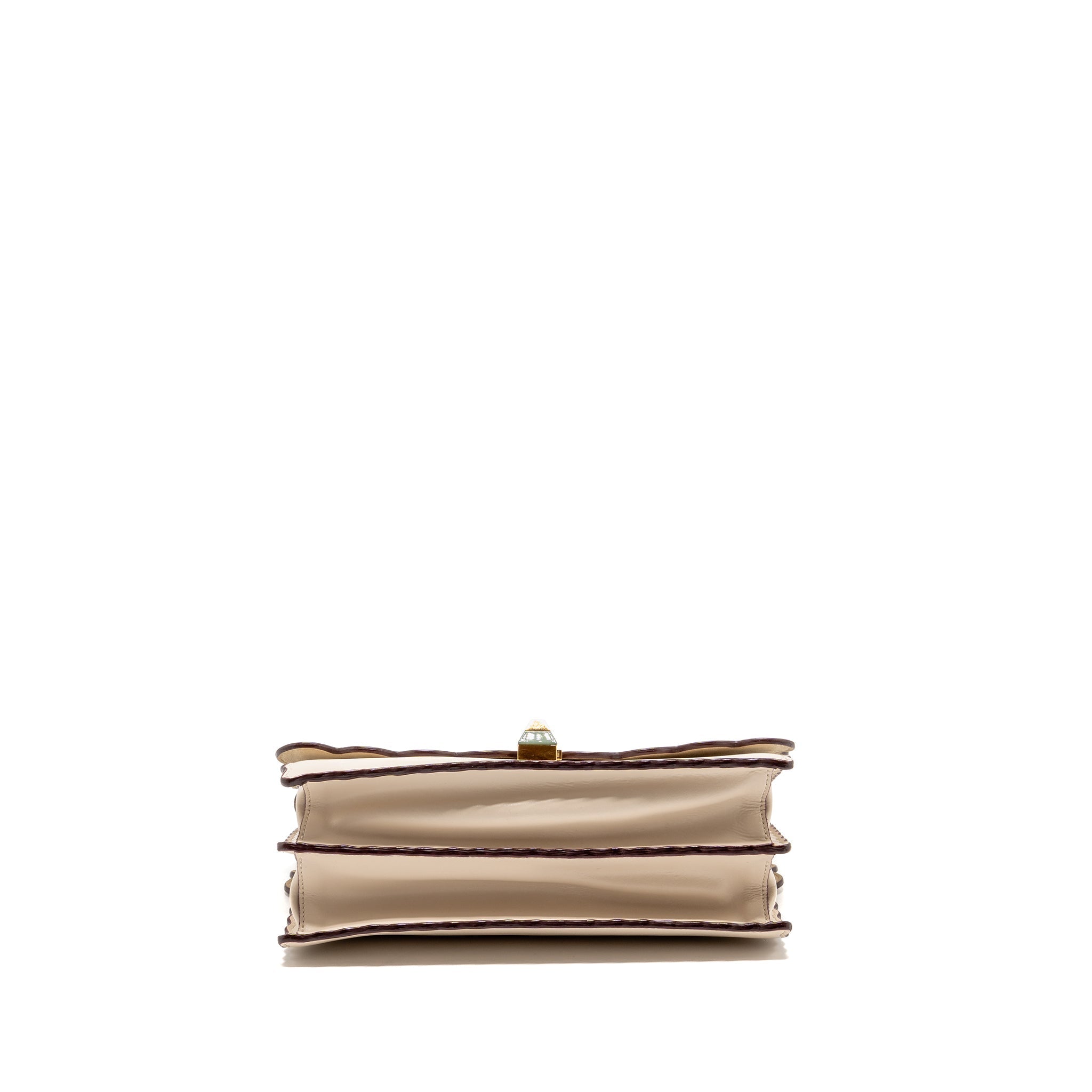 FENDI KAN I FLAP BAG CALFSKIN LEATHER CREAM WHITE LGHW
