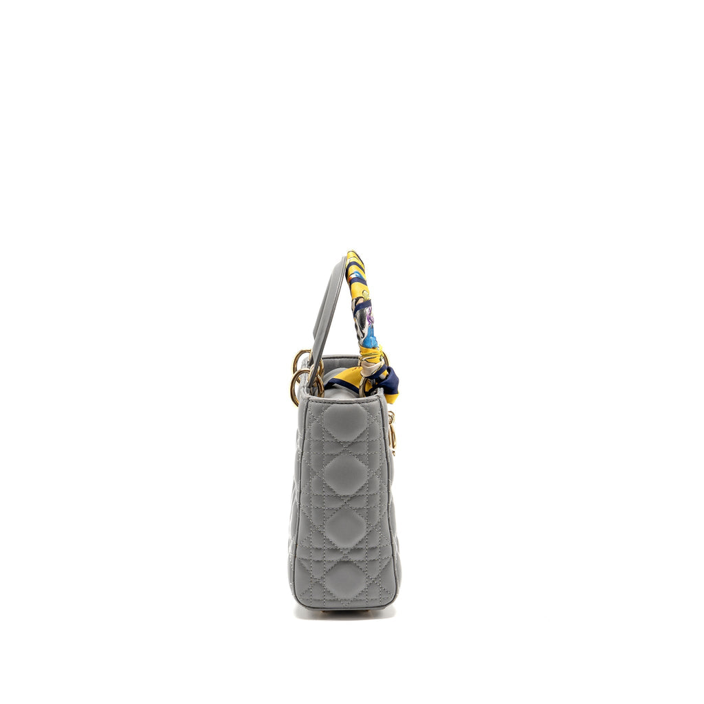 DIOR SMALL LADY DIOR MY ABCDIOR BAG CANNAGE LAMBSKIN GREY LGHW
