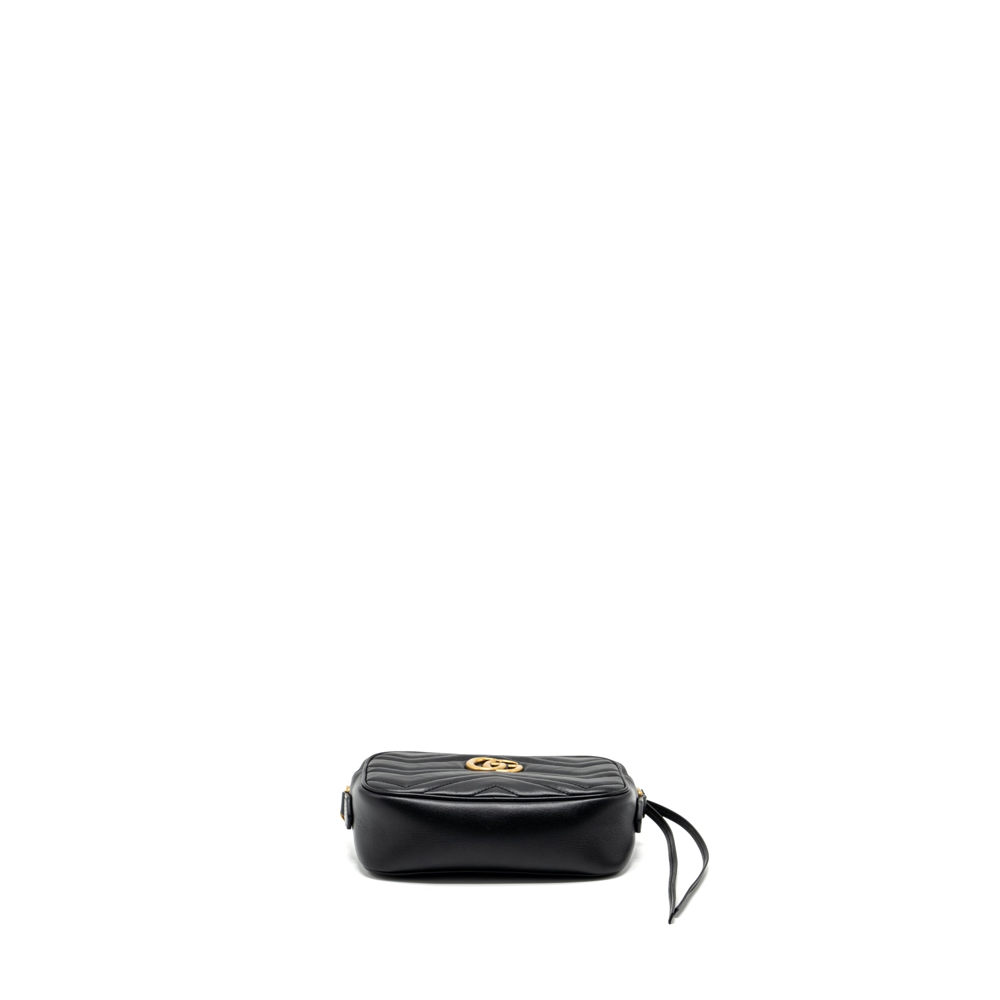 GUCCI GG MARMONT MATELASSE MINI CAMERA BAG CALFSKIN BLACK GHW