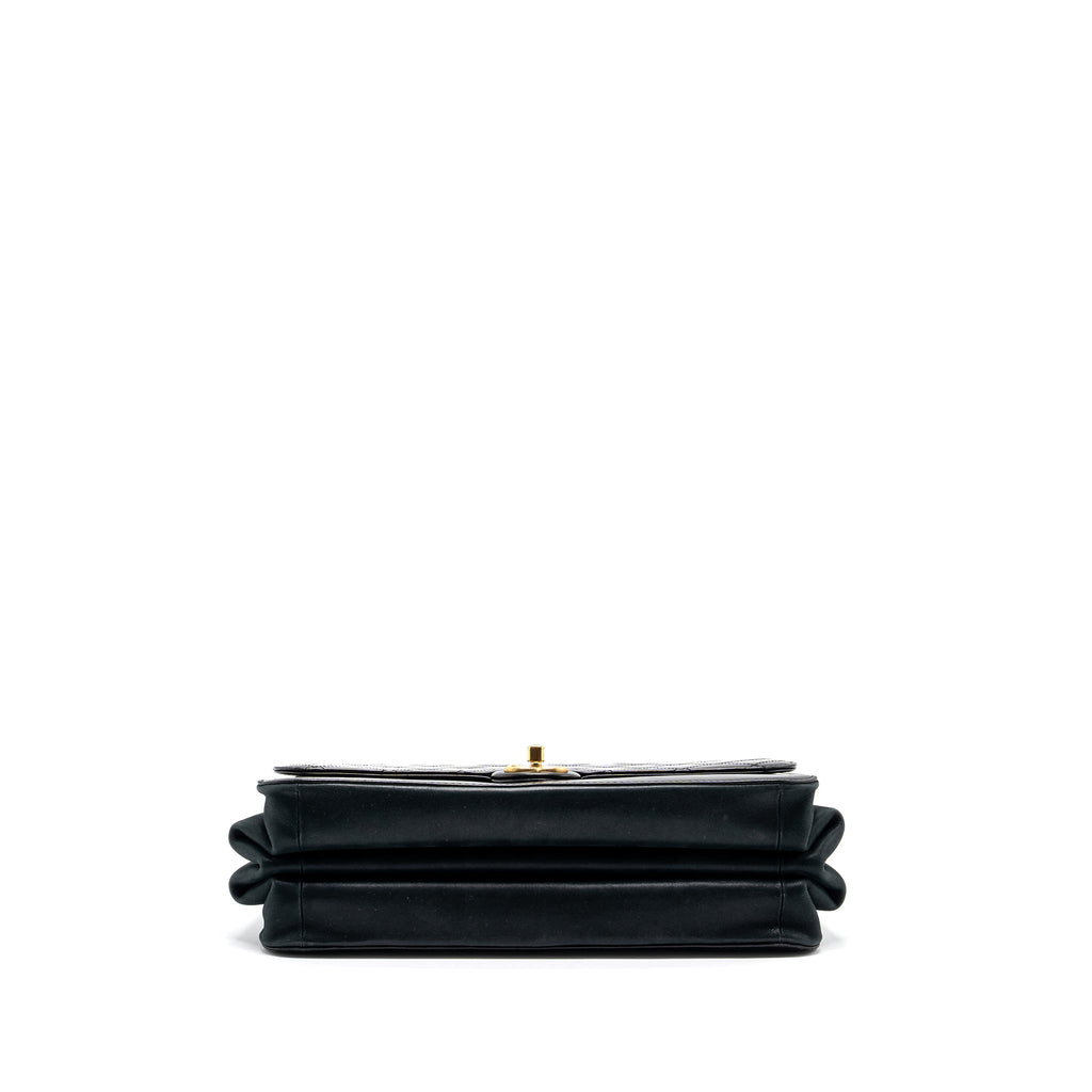 CHANEL FLAP BAG WITH CHAINS HANDLE CALFSKIN BLACK GHW