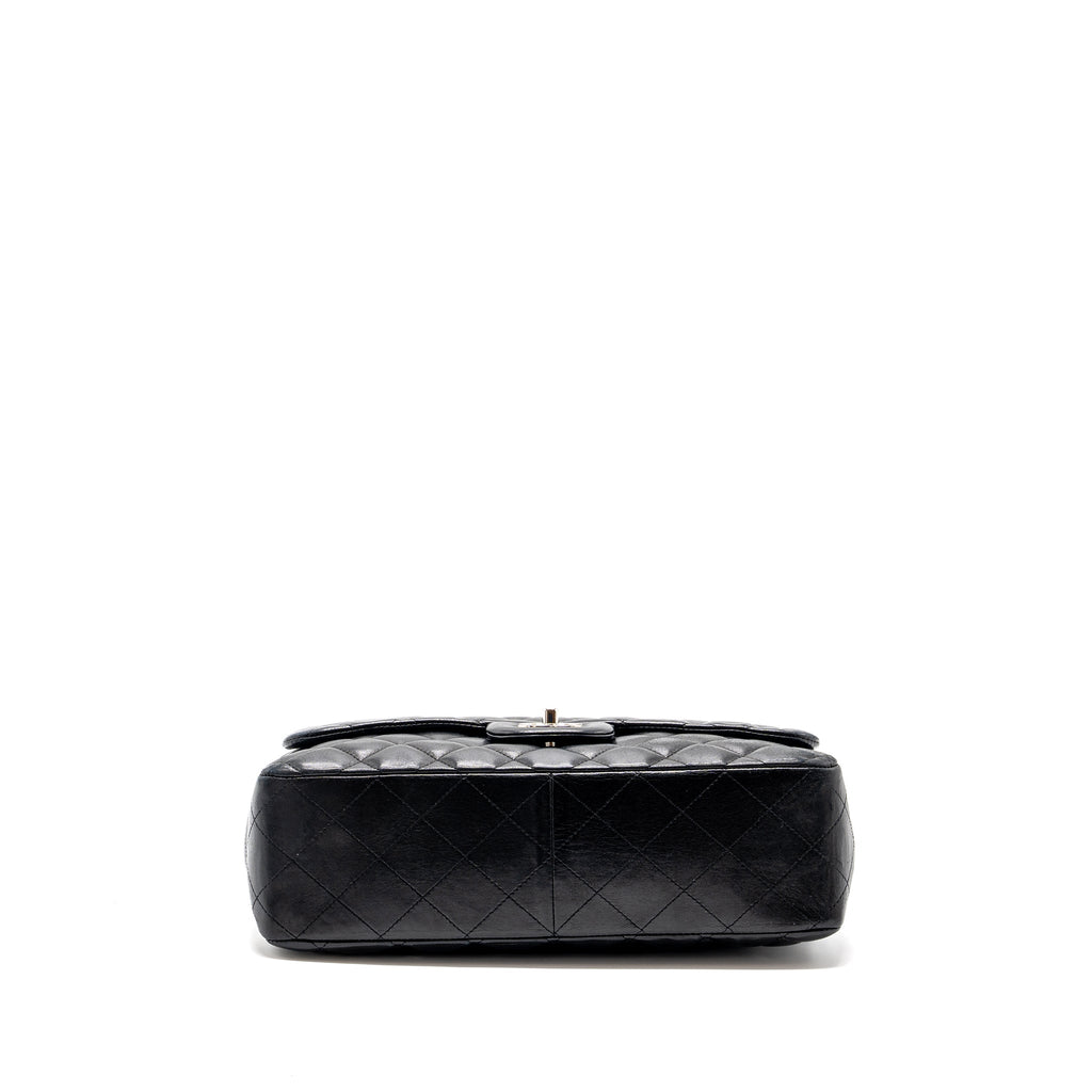 CHANEL CLASSIC JUMBO SINGLE FLAP BAG LAMBSKIN BLACK SHW