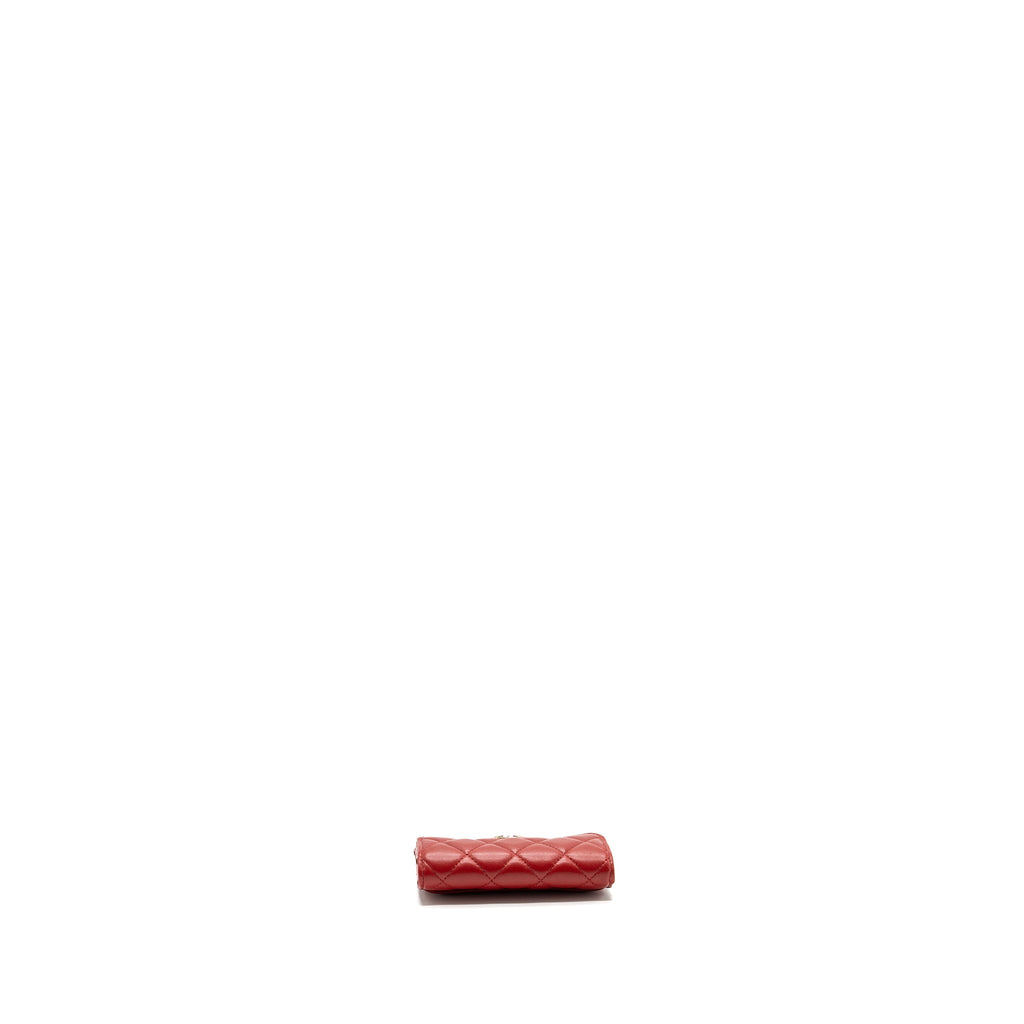CHANEL FLAP CARD HOLDER LAMBSKIN RED SHW