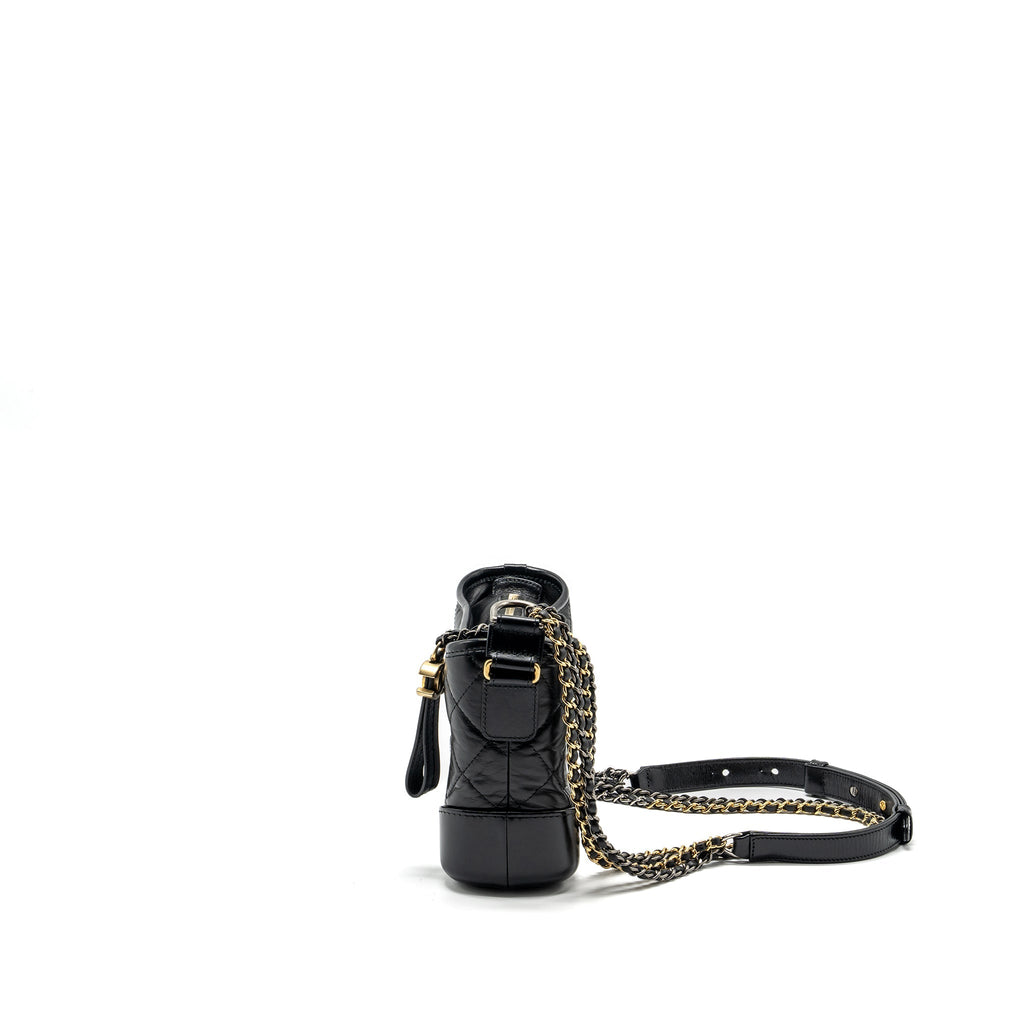 CHANEL SMALL GABRIELLE HOBO BAG AGED CALFSKIN BLACK MULTICOLOUR HARDWARE
