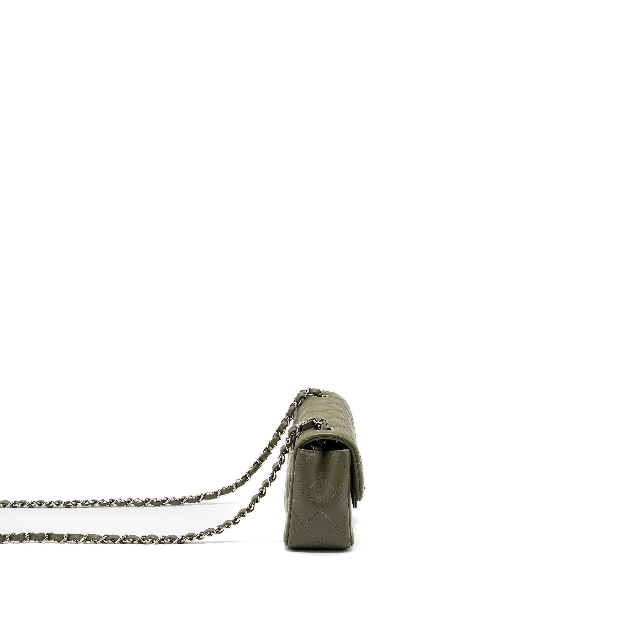 CHANEL MINI RECTANGULAR FLAP BAG LAMBSKIN GREEN SHW (MICROCHIP)