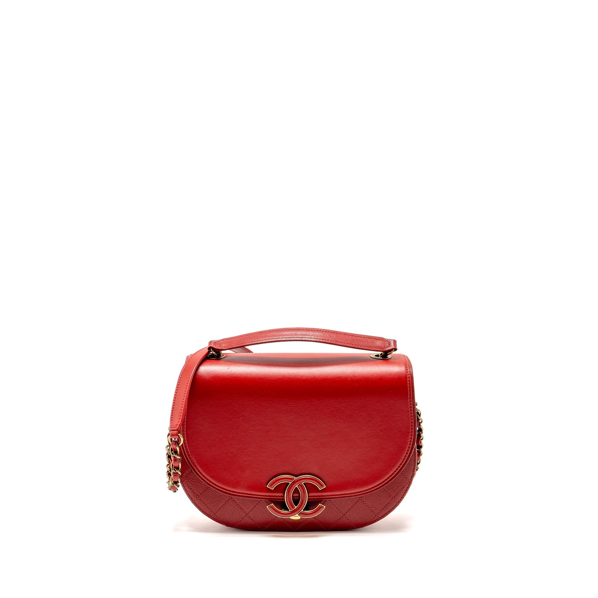 CHANEL MEDIUM COCO CURVE FLAP BAG CALFSKIN RED GHW