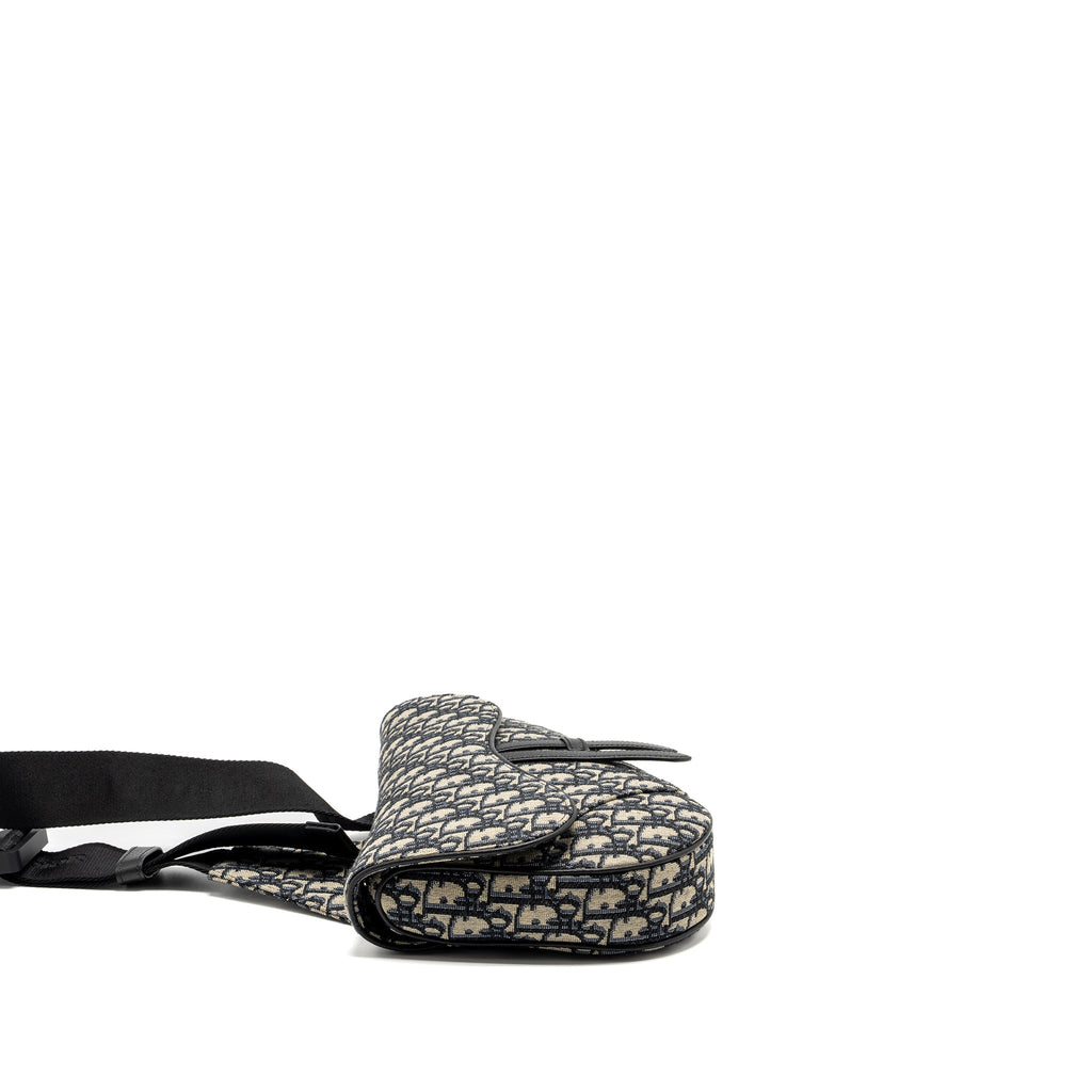 DIOR HOMME SADDLE BAG OBLIQUE JACQUARD BEIGE/BLACK GHW