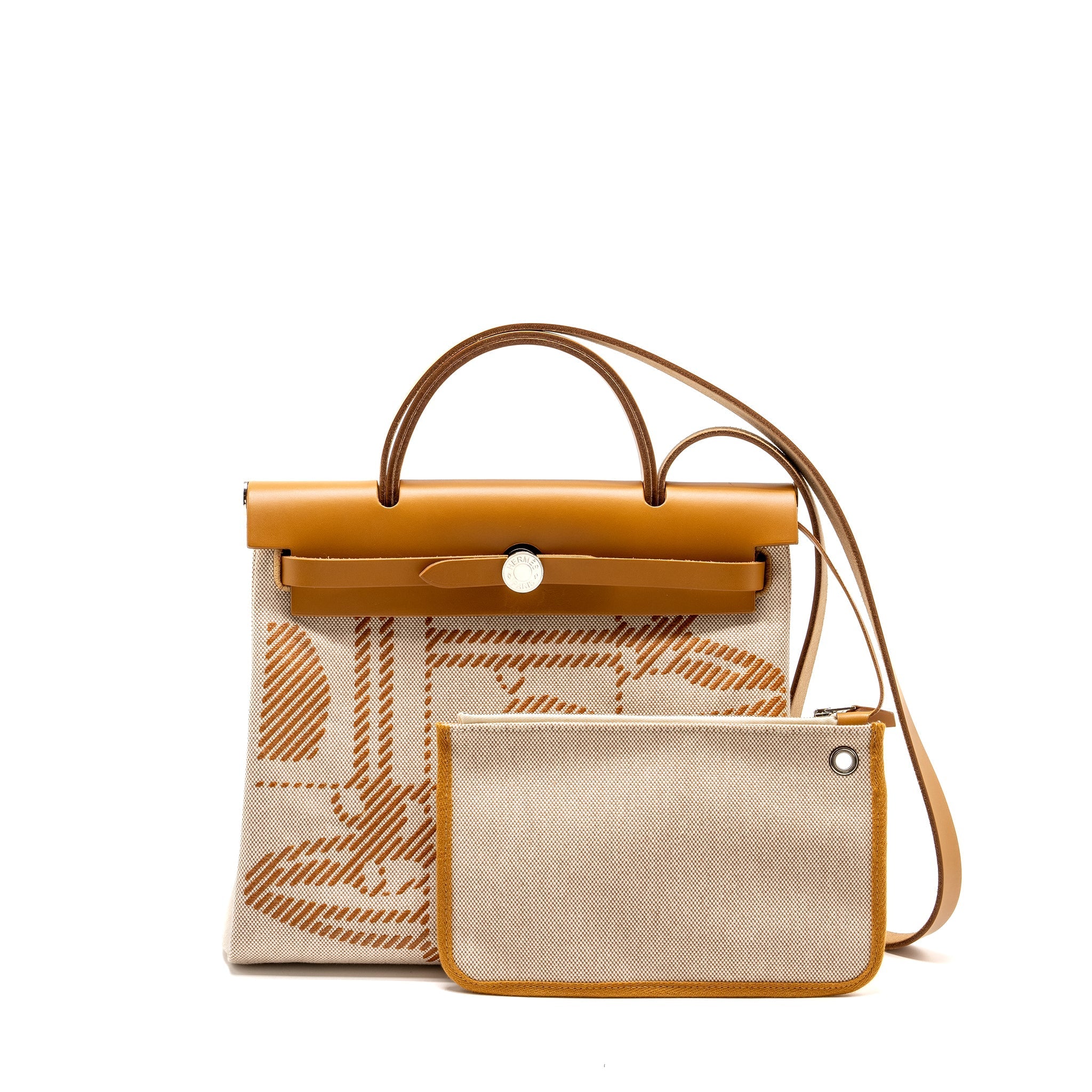 HERMES HERBAG ZIP 31 TOILE H EN RELIEF BRIDES GALA NAT SABLE/ECRU BEIGE SHW