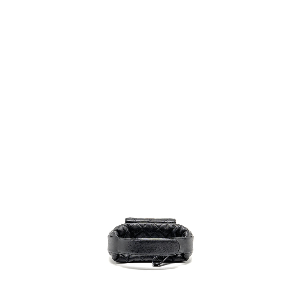 CHANEL 23B ROUND CLUTCH CAVIAR BLACK LGHW (MICROCHIP)
