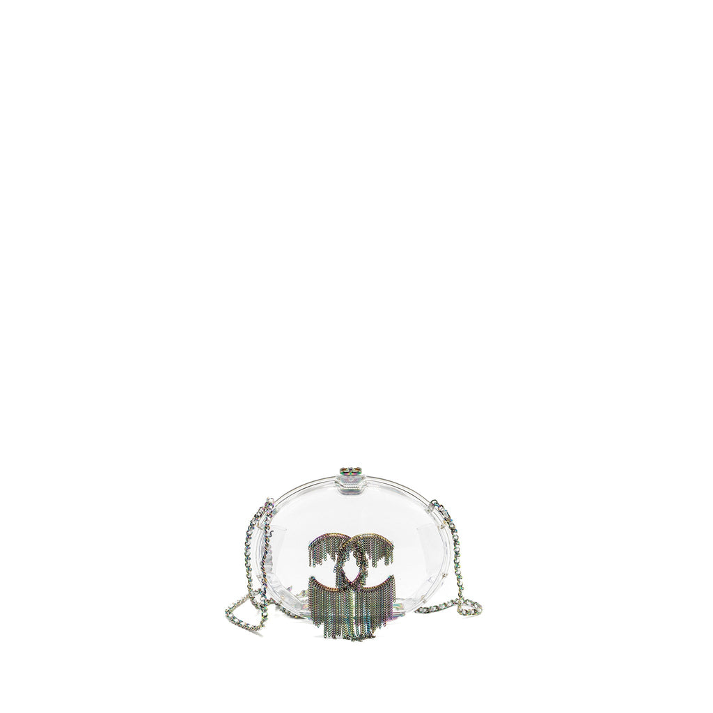 CHANEL 18S EVENING BAG WITH DETAIL CHAINS EMBELLISHED ACRYLIC MULTICOLOUR HARDWARE