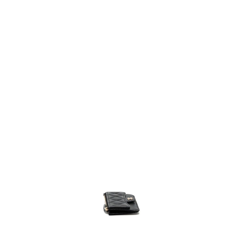 CHANEL FLAP WITH ZIP CARD HOLDER CAVIAR BLACK GHW (MICROCHIP)