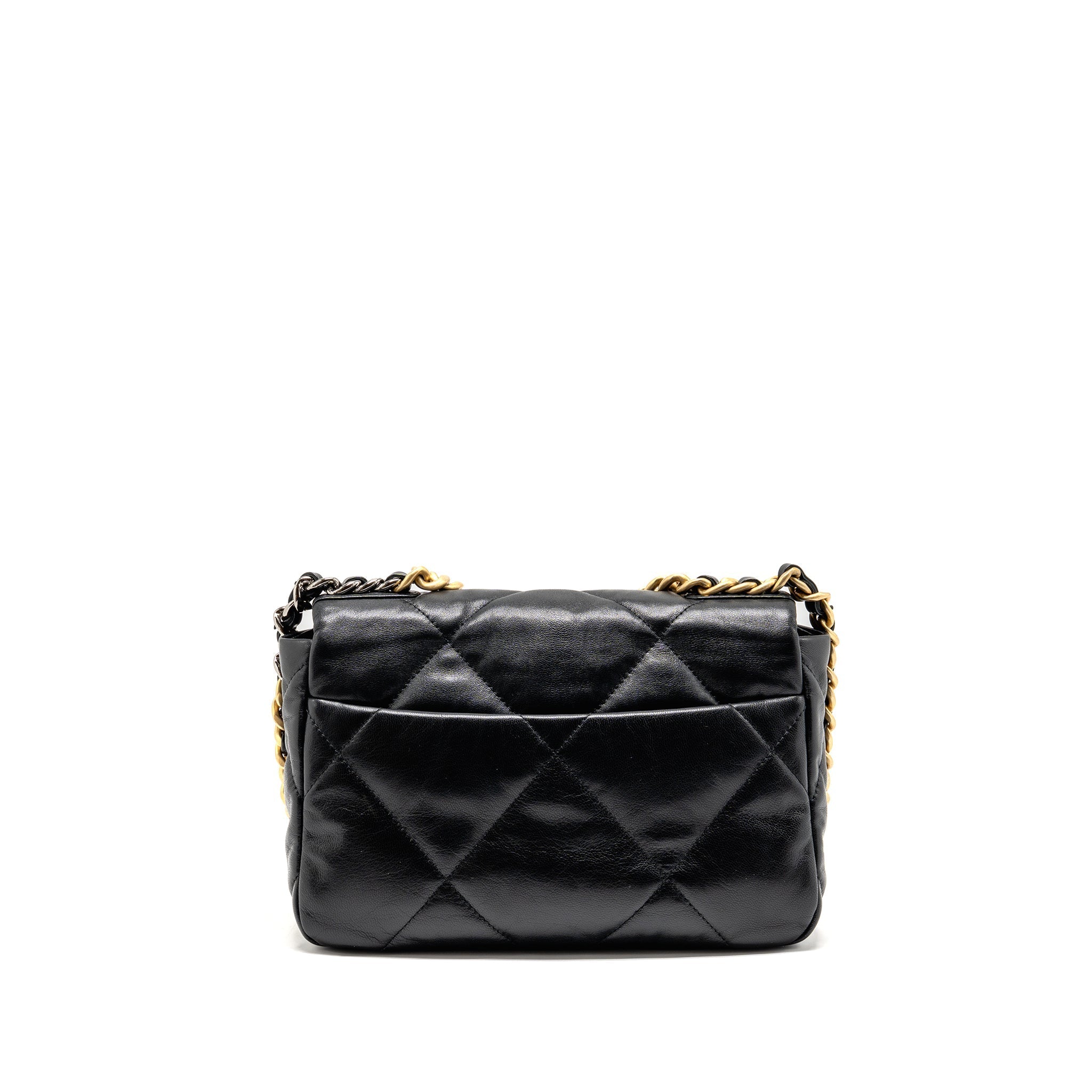 CHANEL SMALL 19 BAG GOATSKIN BLACK MULTICOLOUR HARDWARE