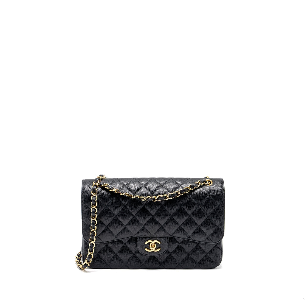 CHANEL JUMBO CLASSIC DOUBLE FLAP BAG CAVIAR BLACK GHW