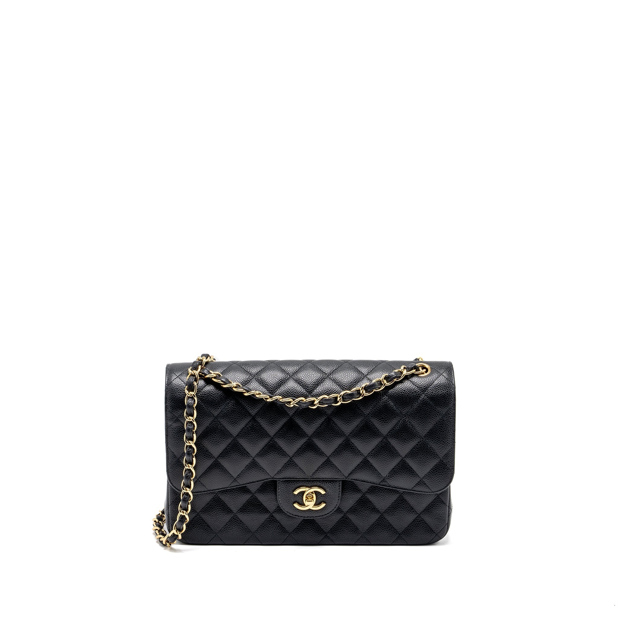 CHANEL JUMBO CLASSIC DOUBLE FLAP BAG CAVIAR BLACK GHW