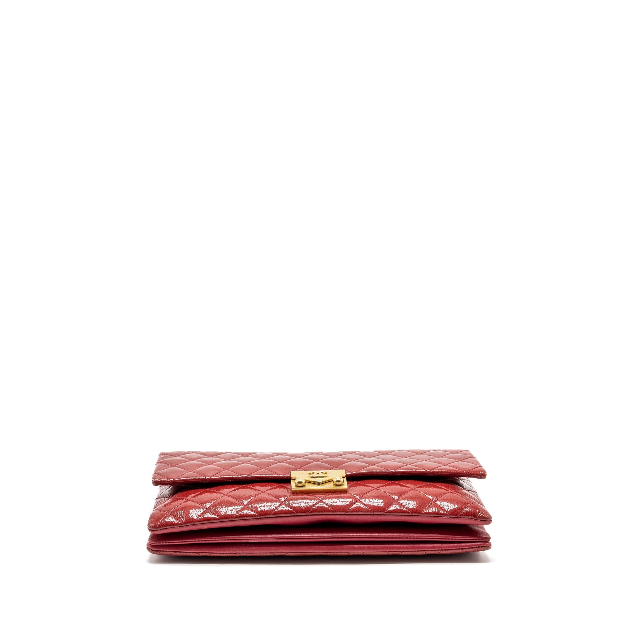 CHANEL SEASONAL FLAP BAG PATENT GOATSKIN/LAMBSKIN RED GHW