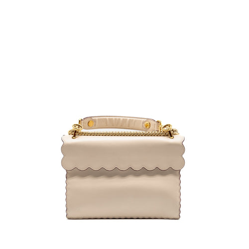 FENDI KAN I FLAP BAG CALFSKIN LEATHER CREAM WHITE LGHW