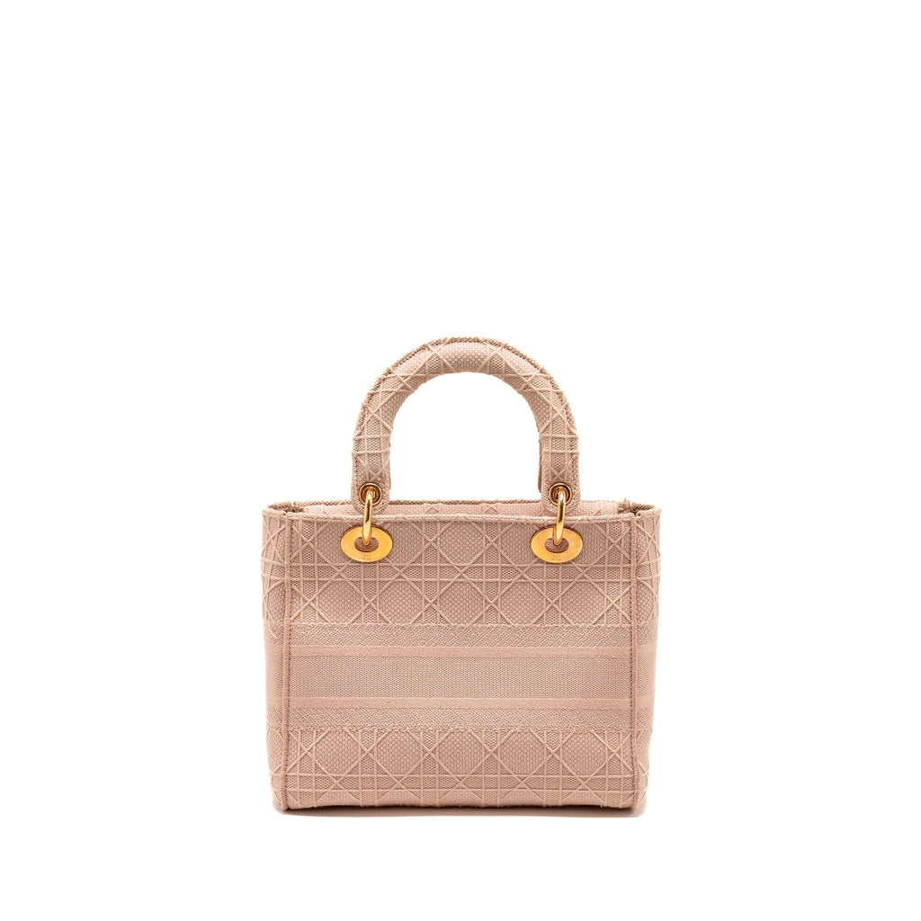 DIOR MEDIUM LADY D-LITE BAG CANNAGE EMBROIDERY ROSEWOOD PINK HARDWARE