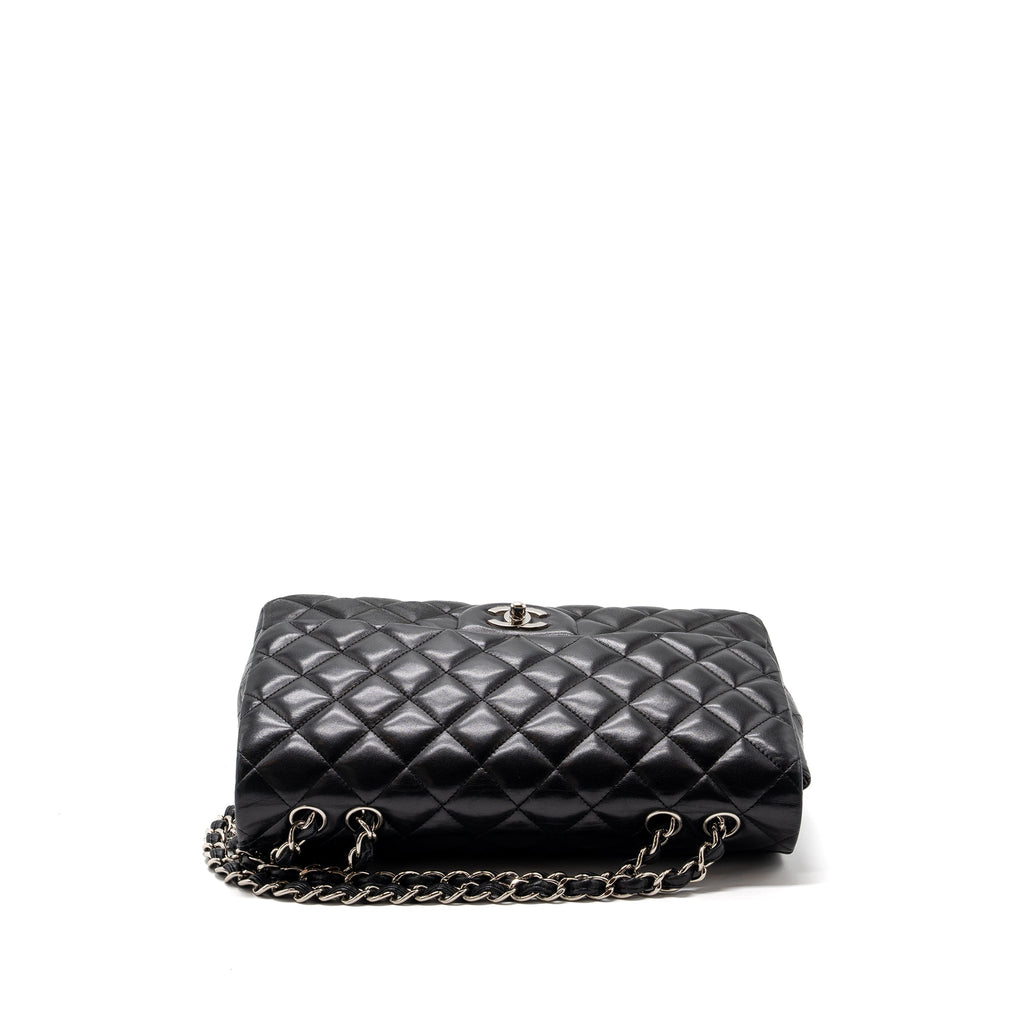 CHANEL CLASSIC JUMBO SINGLE FLAP BAG LAMBSKIN BLACK SHW