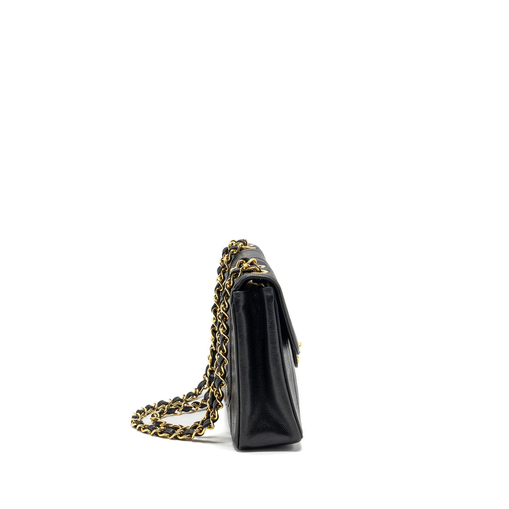 CHANEL VINTAGE VERTICAL JUMBO FLAP BAG CAVIAR BLACK GHW