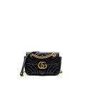GUCCI MINI GG MARMONT FLAP BAG CALFSKIN BLACK GHW