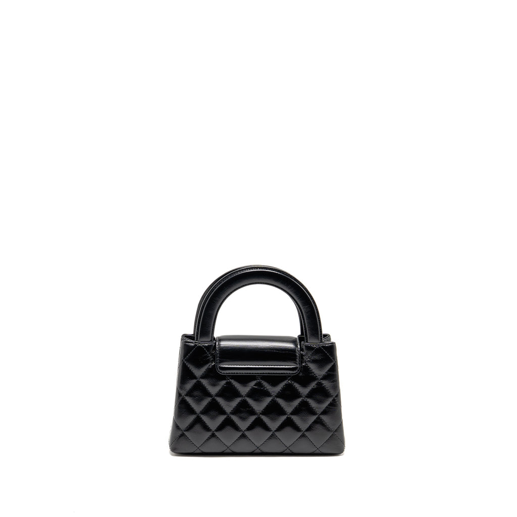 CHANEL MINI KELLY SHOPPING TOTE BAG CALFSKIN BLACK GHW (MICROCHIP)
