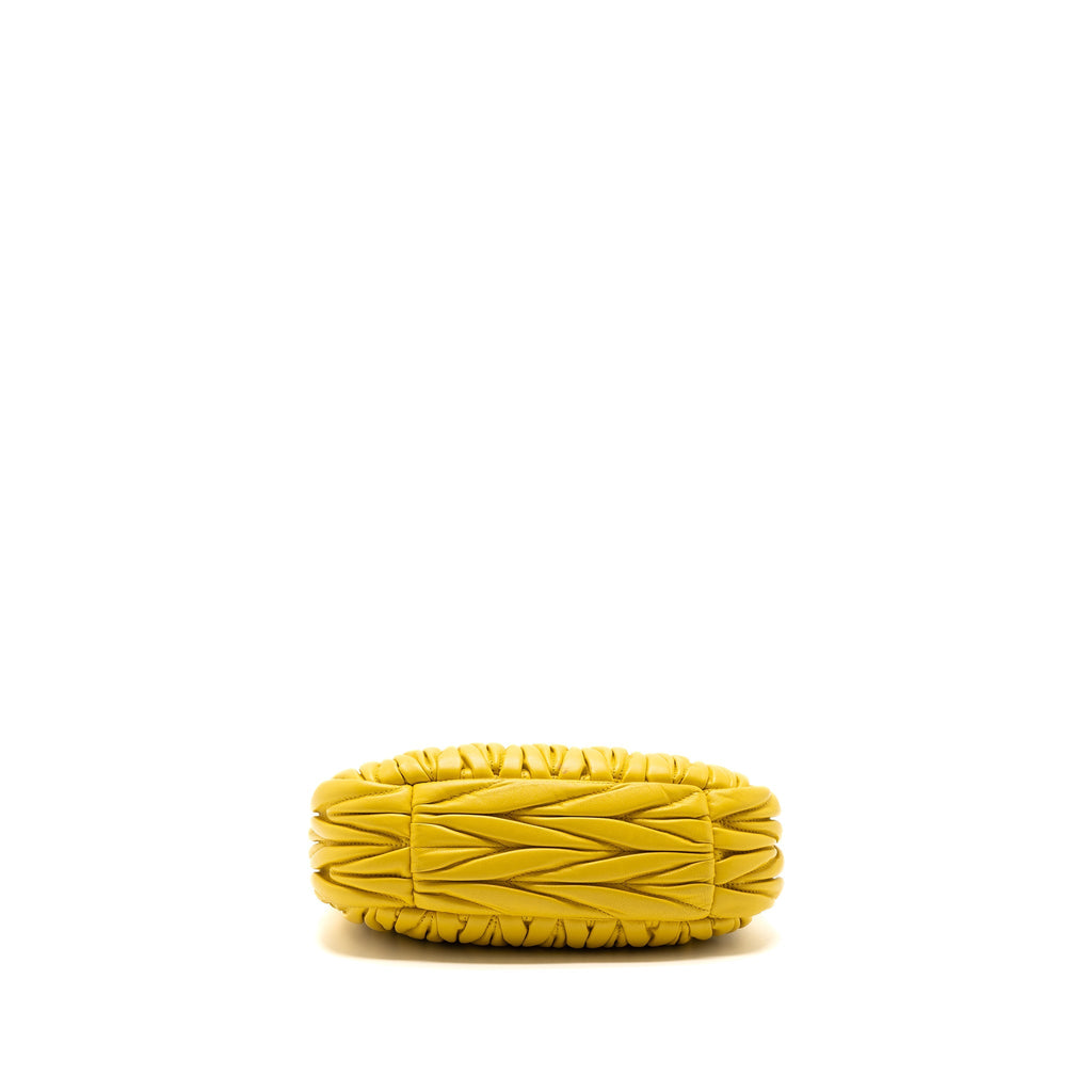 MIUMIU WANDER MATELASSE MINI HOBO BAG NAPPA YELLOW GHW