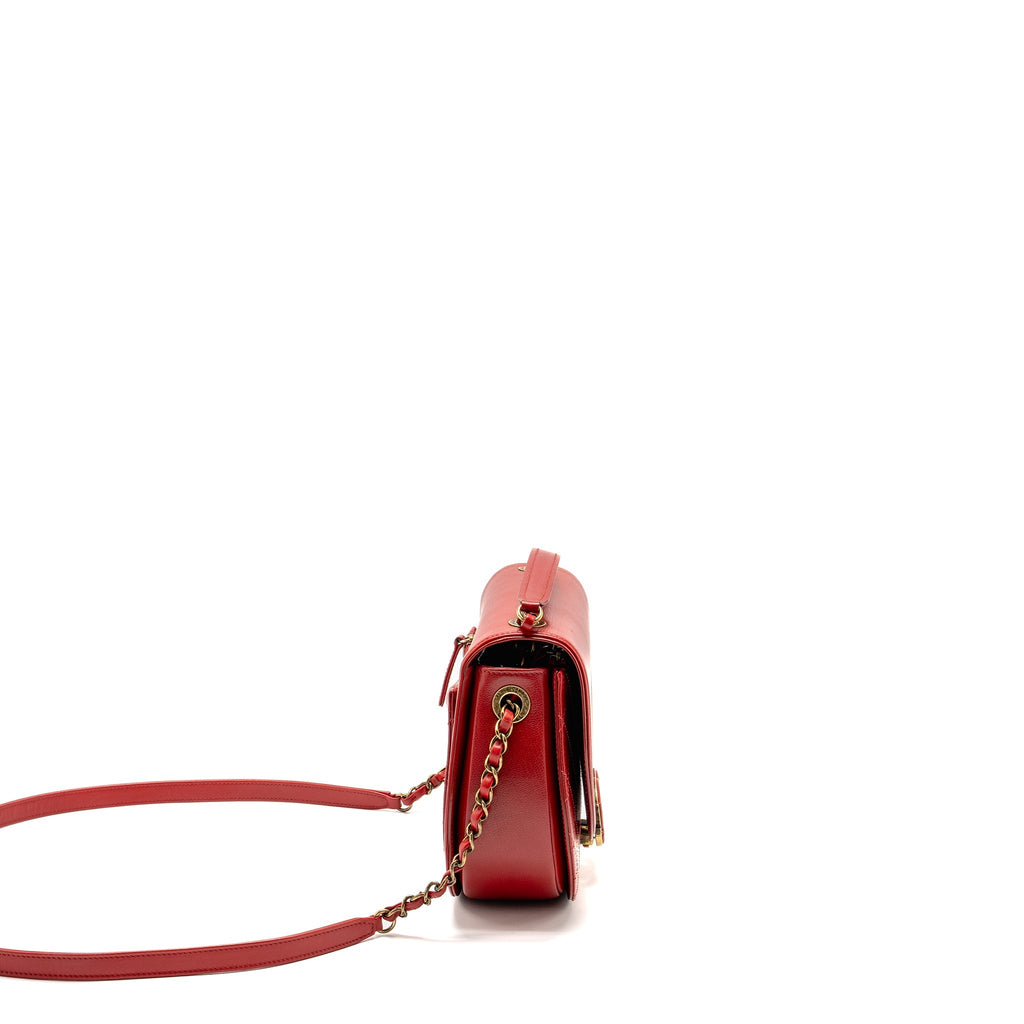 CHANEL MEDIUM COCO CURVE FLAP BAG CALFSKIN RED GHW
