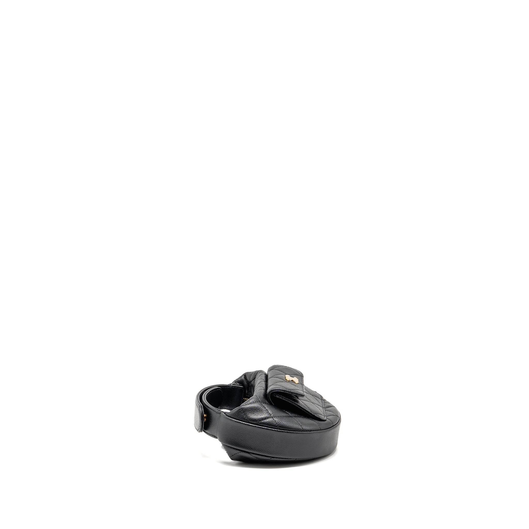 CHANEL 23B ROUND CLUTCH CAVIAR BLACK LGHW (MICROCHIP)
