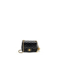 CHANEL PEARL CRUSH MINI SQUARE FLAP BAG LAMBSKIN BLACK GHW (MICROCHIP)
