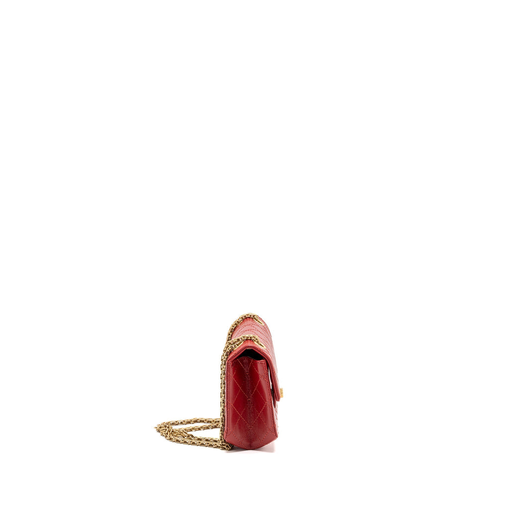 CHANEL MINI 2.55 REISSUE FLAP BAG AGED CALFSKIN RED GHW