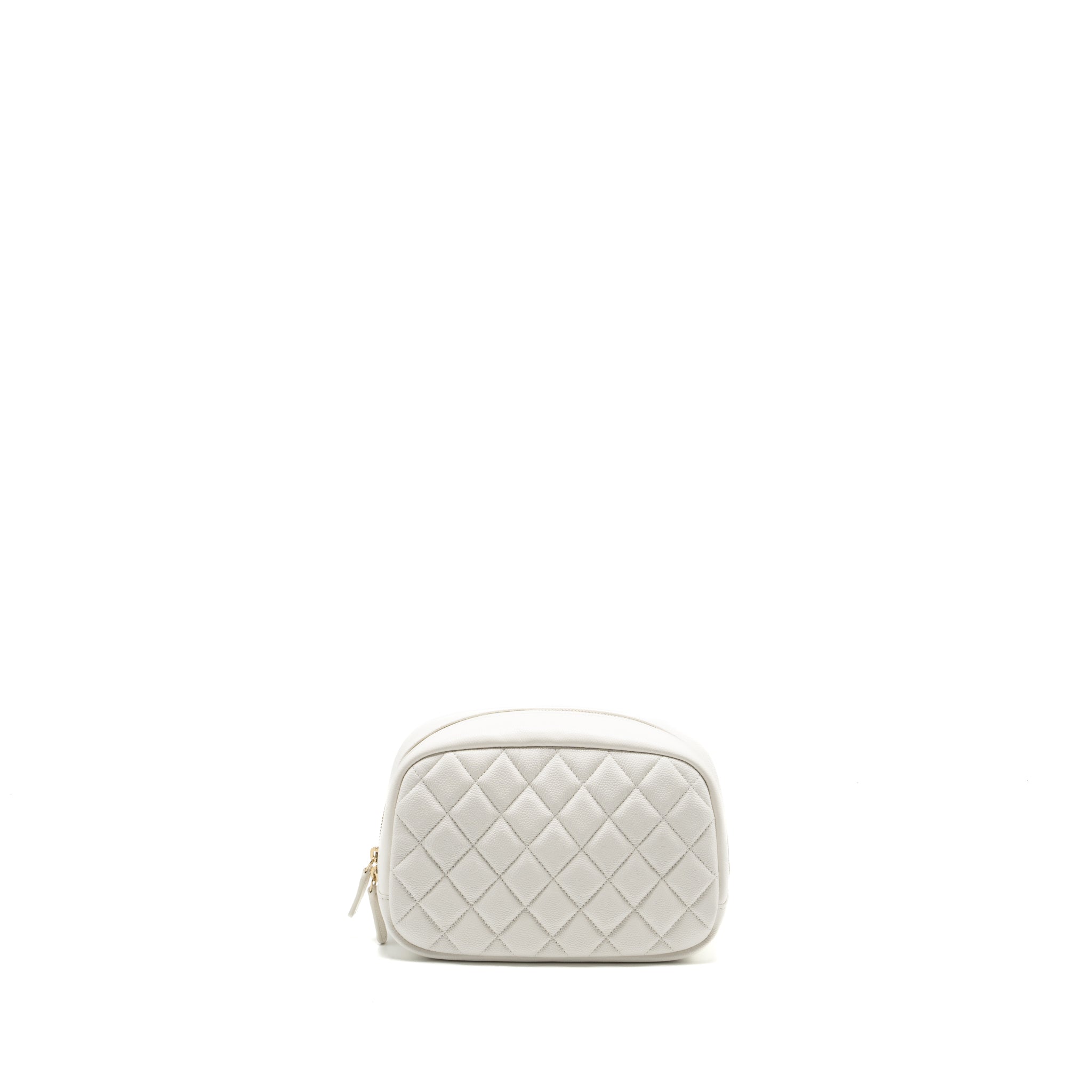 CHANEL TIMELESS CLASSIC POUCH GRAINED CALFSKIN WHITE LGHW (MICROCHIP)