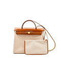 HERMES HERBAG 31 ZIP BAG CANVAS/VACHE HUNTER ECRU-BEIGE/FAUVE GHW
