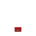 CHANEL FLAP CARD HOLDER LAMBSKIN RED SHW