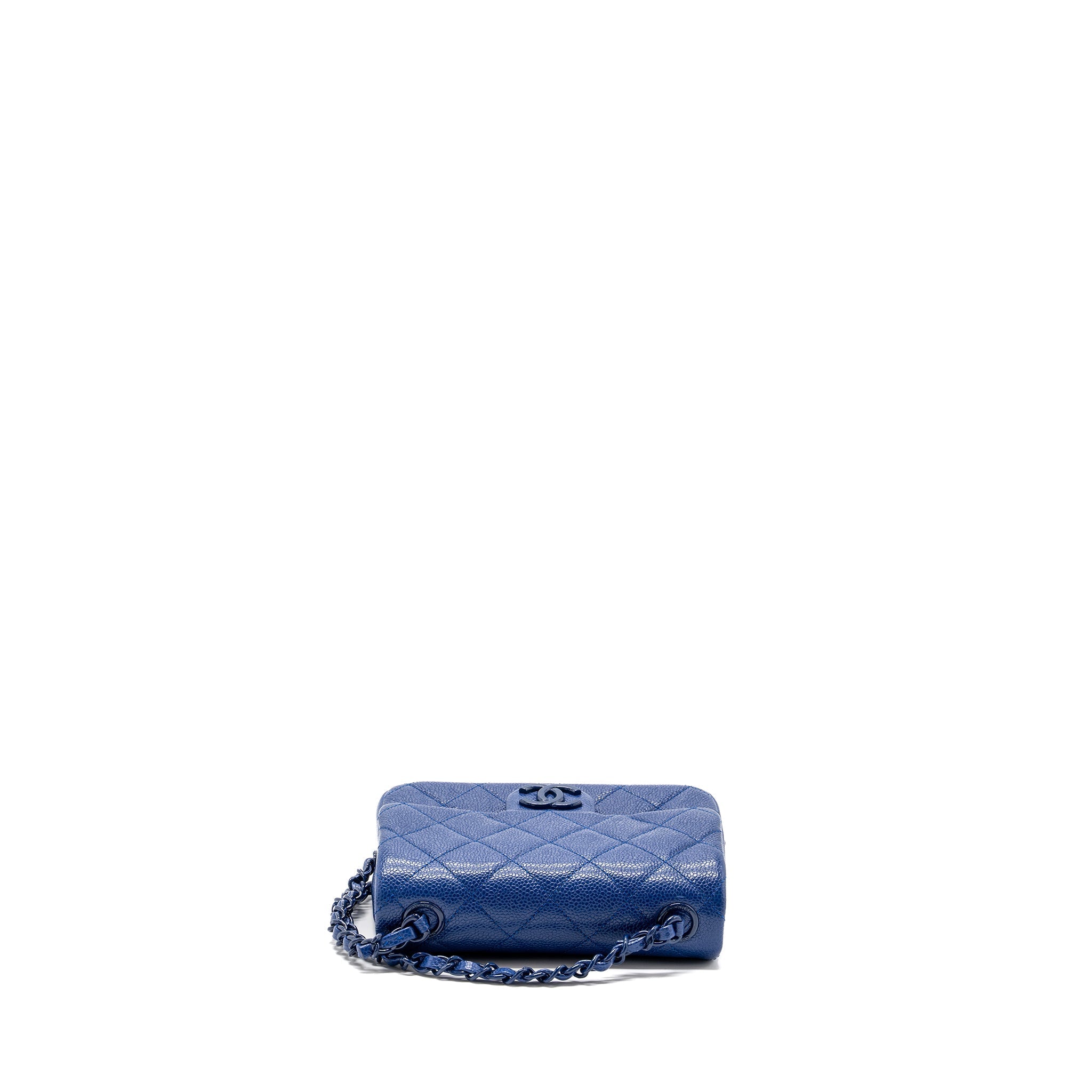 CHANEL SQUARE FLAP BAG CAVIAR BLUE WITH BLUE HARDWARE