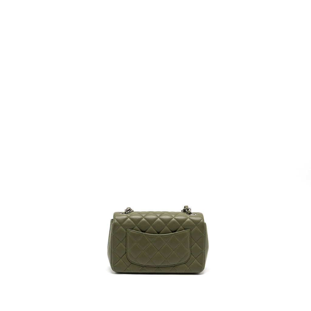 CHANEL MINI RECTANGULAR FLAP BAG LAMBSKIN GREEN SHW (MICROCHIP)